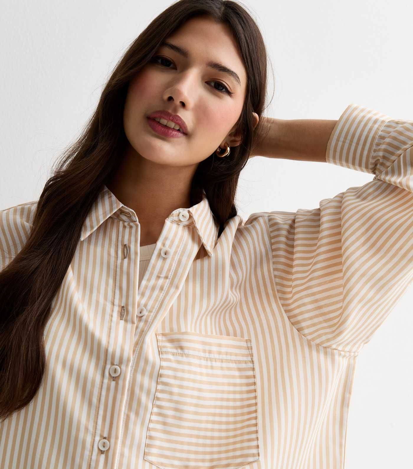 Camel Stripe Oversized Shirt
						
						Add to Saved Items
						Remove from Saved Items | New Look (UK)
