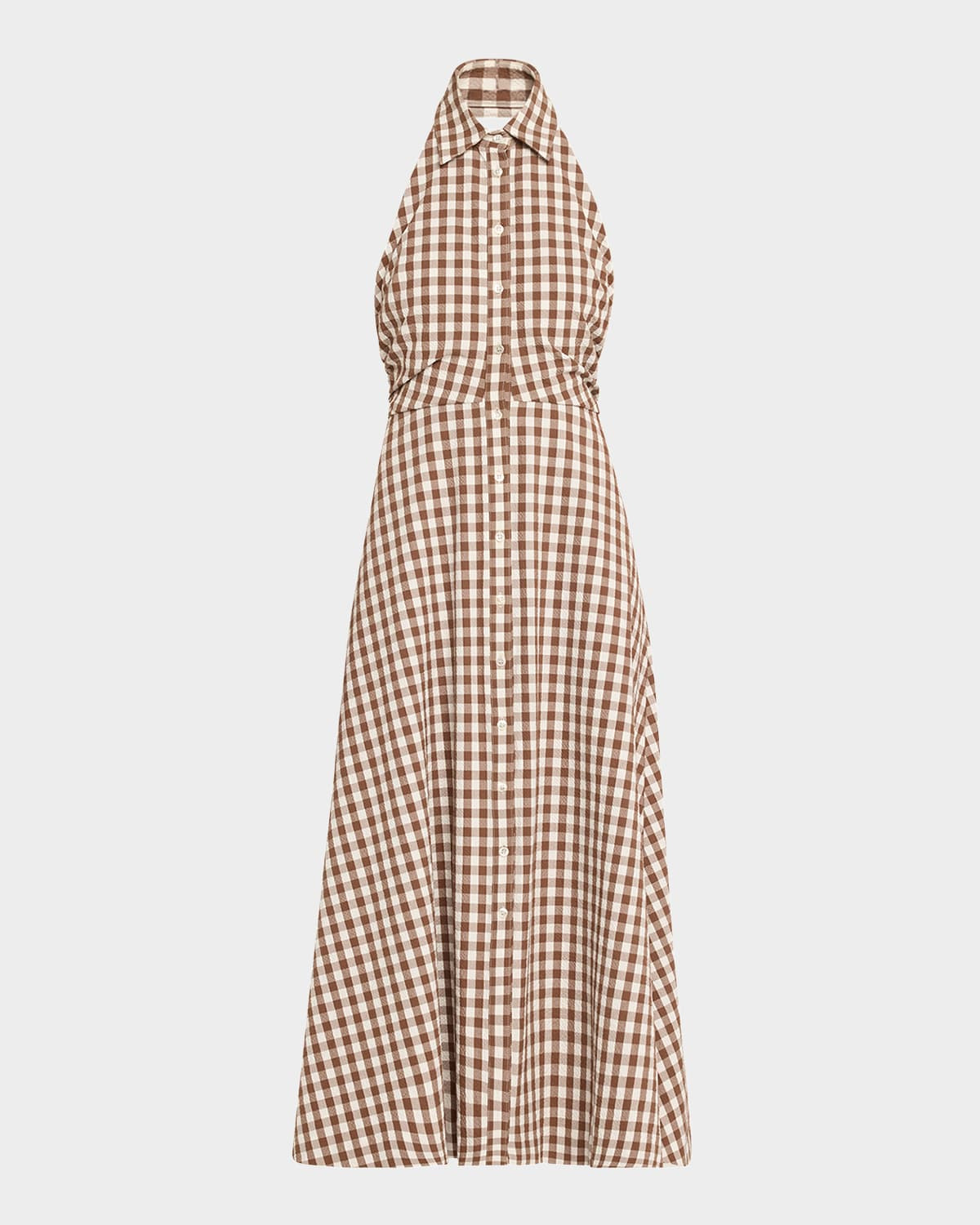Mackey Button-Front Gingham Midi Dress | Neiman Marcus