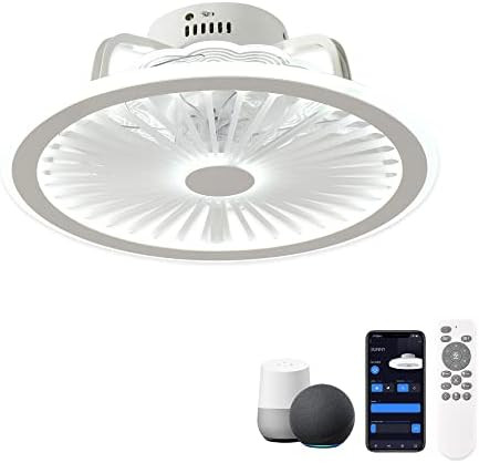 CHANFOK Smart Led Ceiling Fan With Alexa,Flush Mount Low Profile Ceiling Fan With Light Dimmable ... | Amazon (US)