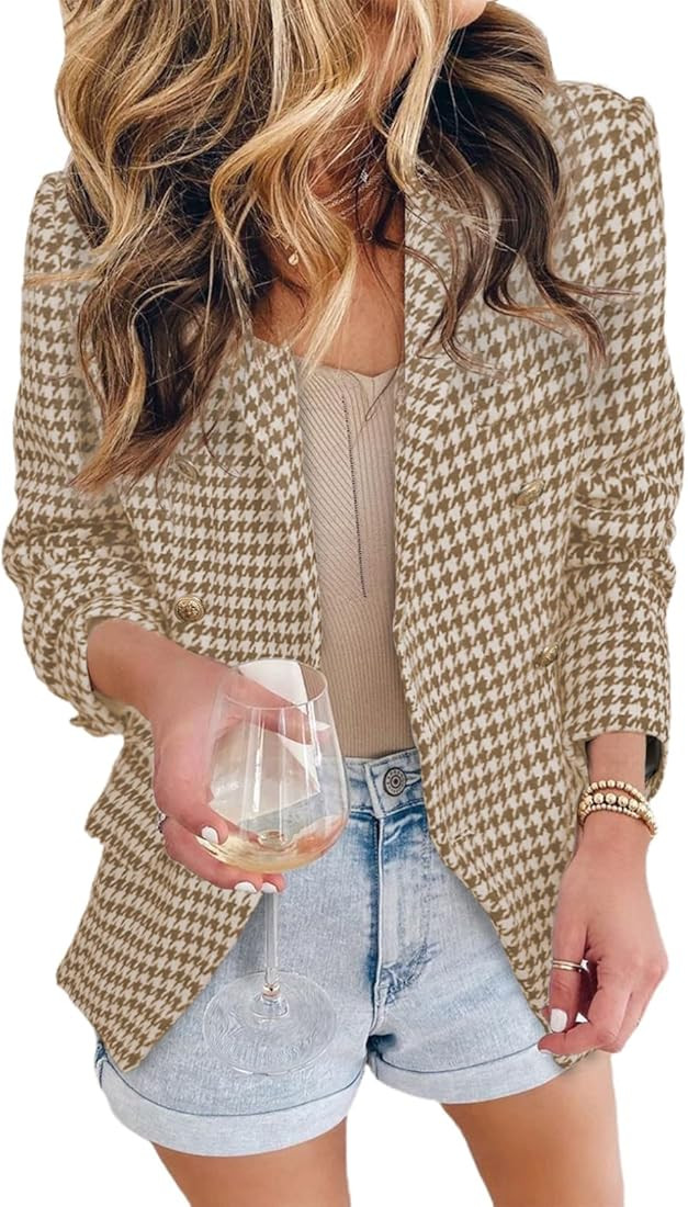 Asvivid Womens Casual Pocketed Office Blazers Draped Open Front Cardigans Jacket Work Suit | Amazon (US)