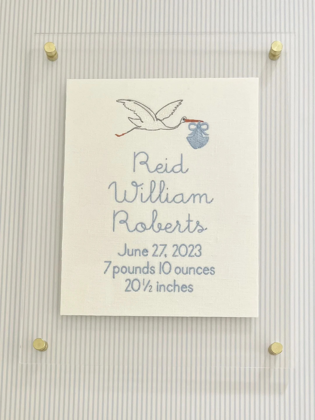 Stork Custom Embroidered Birth Announcement/Birth Sampler | Etsy (US)