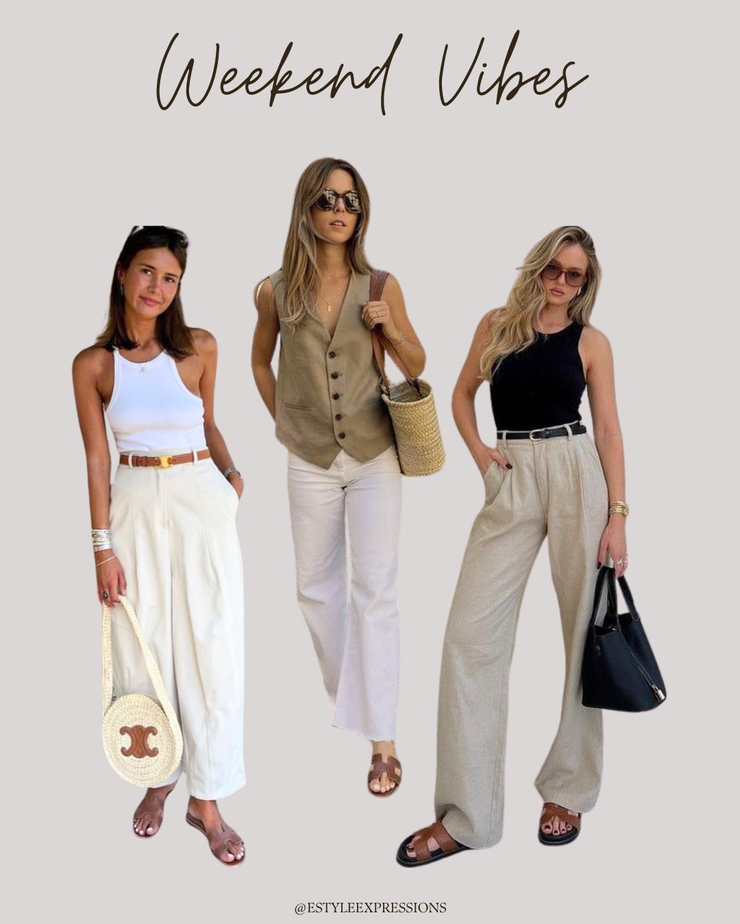 Relaxed weekend outfit ideas with neutral tone trousers! Wide leg trousers stone, straight leg pants, pleated trousers, Mango, Club Monaco, Everlane. 

#LTKStyleTip #LTKSeasonal #LTKTravel