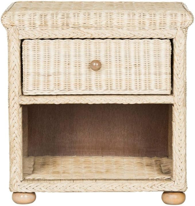 Safavieh Home Collection Adira Natural White Wash Wicker 1-Drawer Nightstand | Amazon (US)
