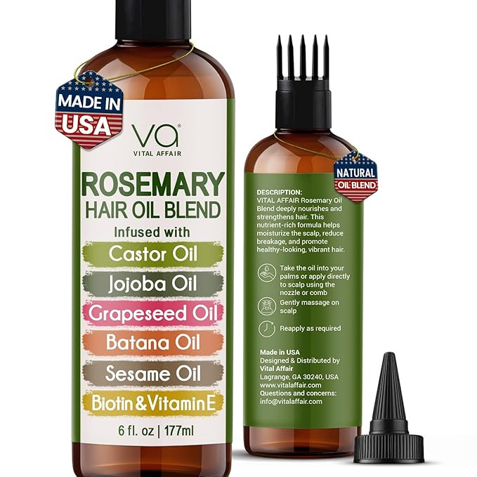 Rosemary Oil Blend for Hair Growth with Biotin, 6 Fl Oz | With Castor & Jojoba Oil | Strengthenin... | Amazon (US)
