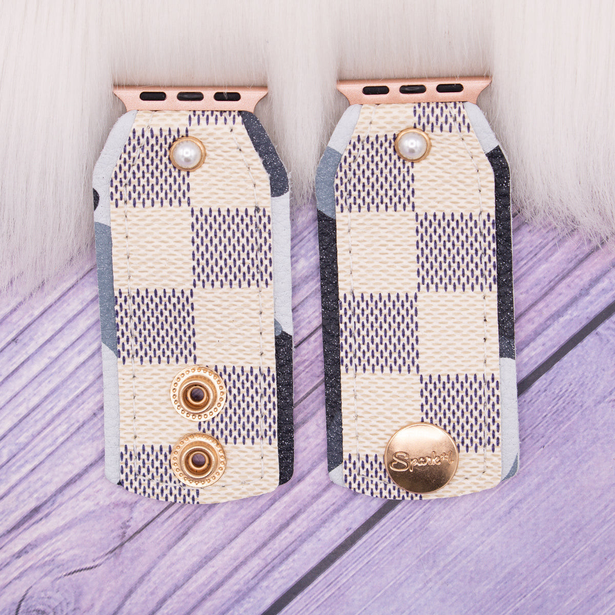 Open Box - (XS) Bow Band in Upcycled Lv Damier Azur (Apple Watch 38/40/41mm) | Sparkl