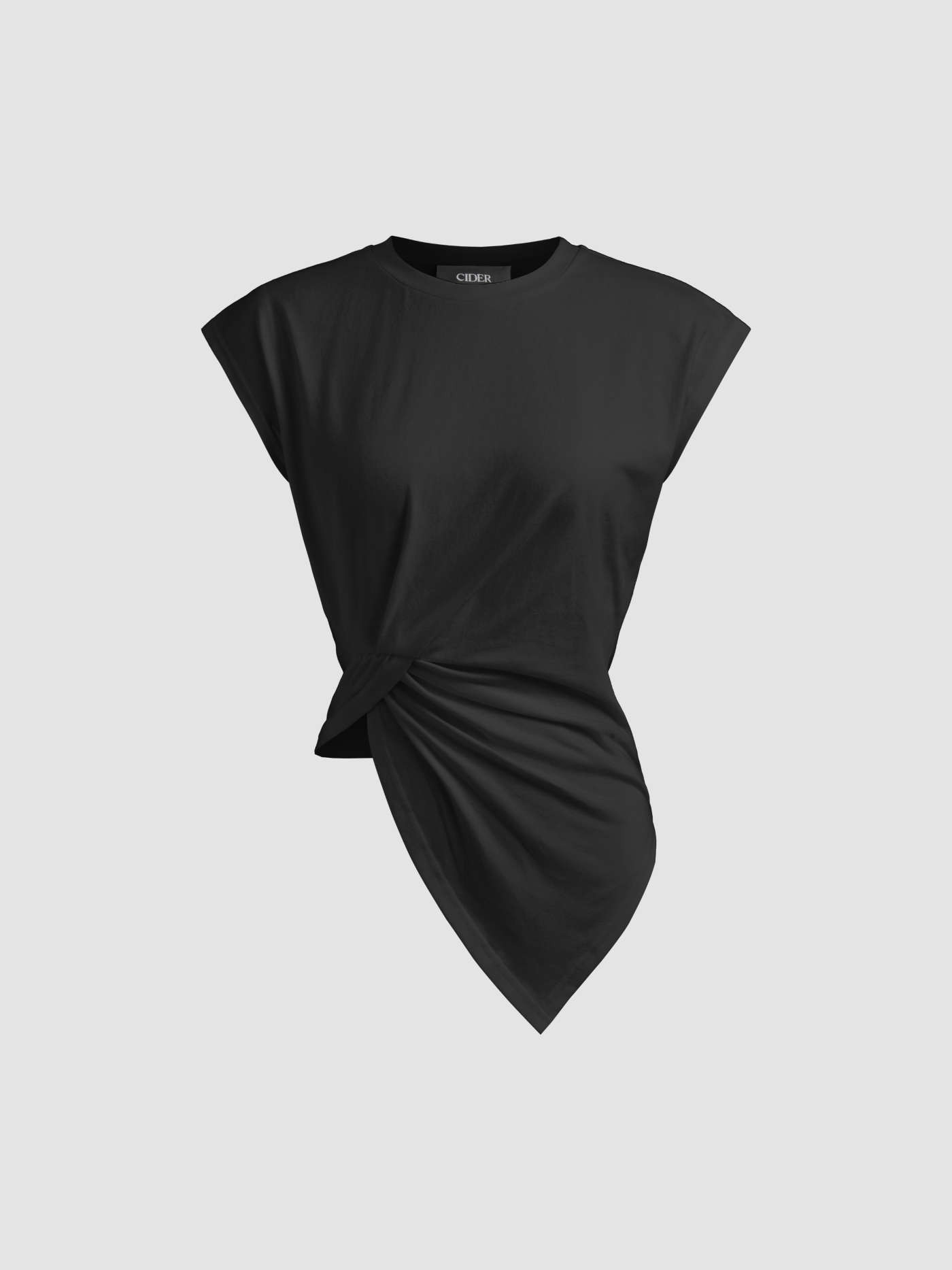 Western Outfits Knit Fabric Asymmetrical Hem Short Sleeve Top For Daily Casual | Cider