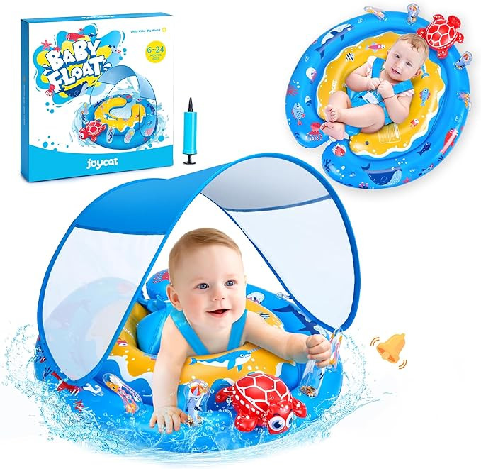 JOYCAT Baby Pool Float with Canopy,Convertible Inflatable Infant Swim Pool Floats with Adjustable... | Amazon (US)