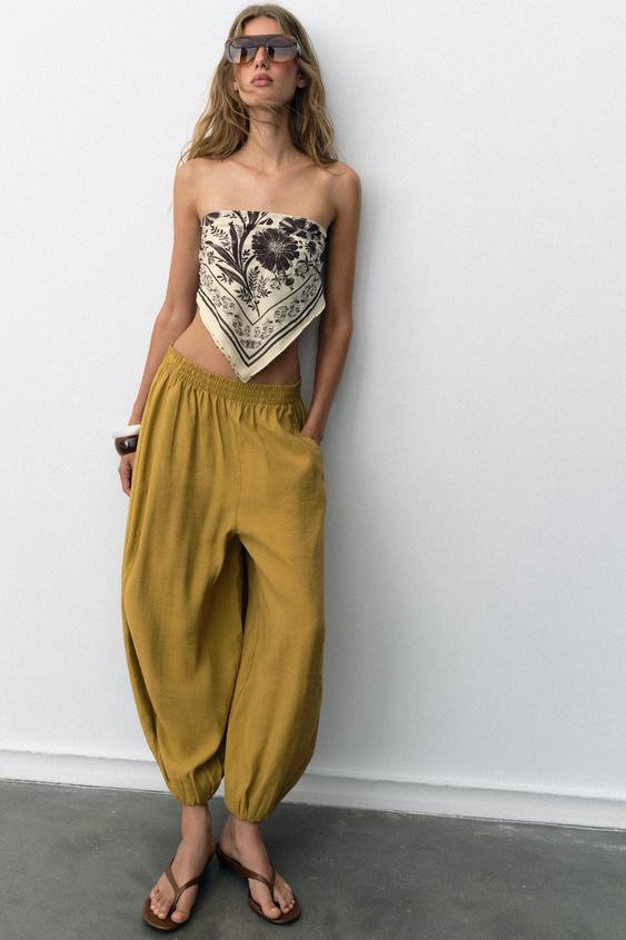 Zara - Voluminous Bloomer Pants - Brown - Xs - Woman | Zara US