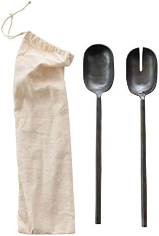 Creative Co-Op Hand-Forged Metal, Pewter Finish, Set of 2 Salad Servers, 11.75", Black | Amazon (US)