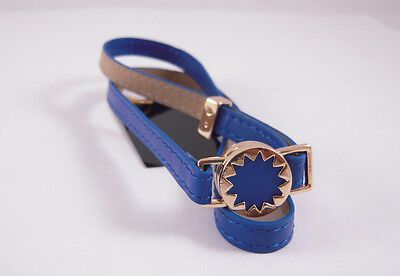 House of Harlow Bracelet, Gold-Tone Sunburst and Cobalt Leather Wrap NEW | eBay AU