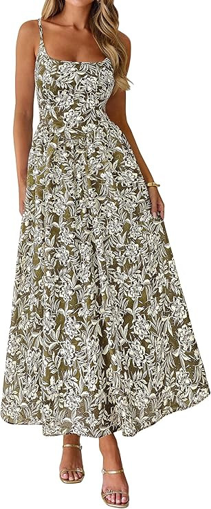 PRETTYGARDEN Womens 2026 Spring Boho Maxi Dress Eyelet Floral Long Flowy Sundresses Summer Beach ... | Amazon (US)