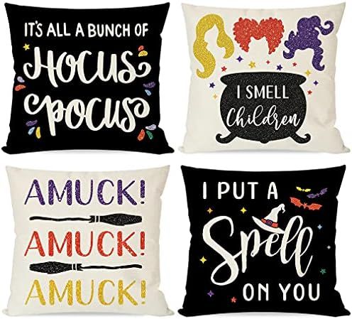 PANDICORN Hocus Pocus Halloween Pillows Covers 18x18 Set of 4 for Fall Decorations, Sanderson Sis... | Amazon (CA)