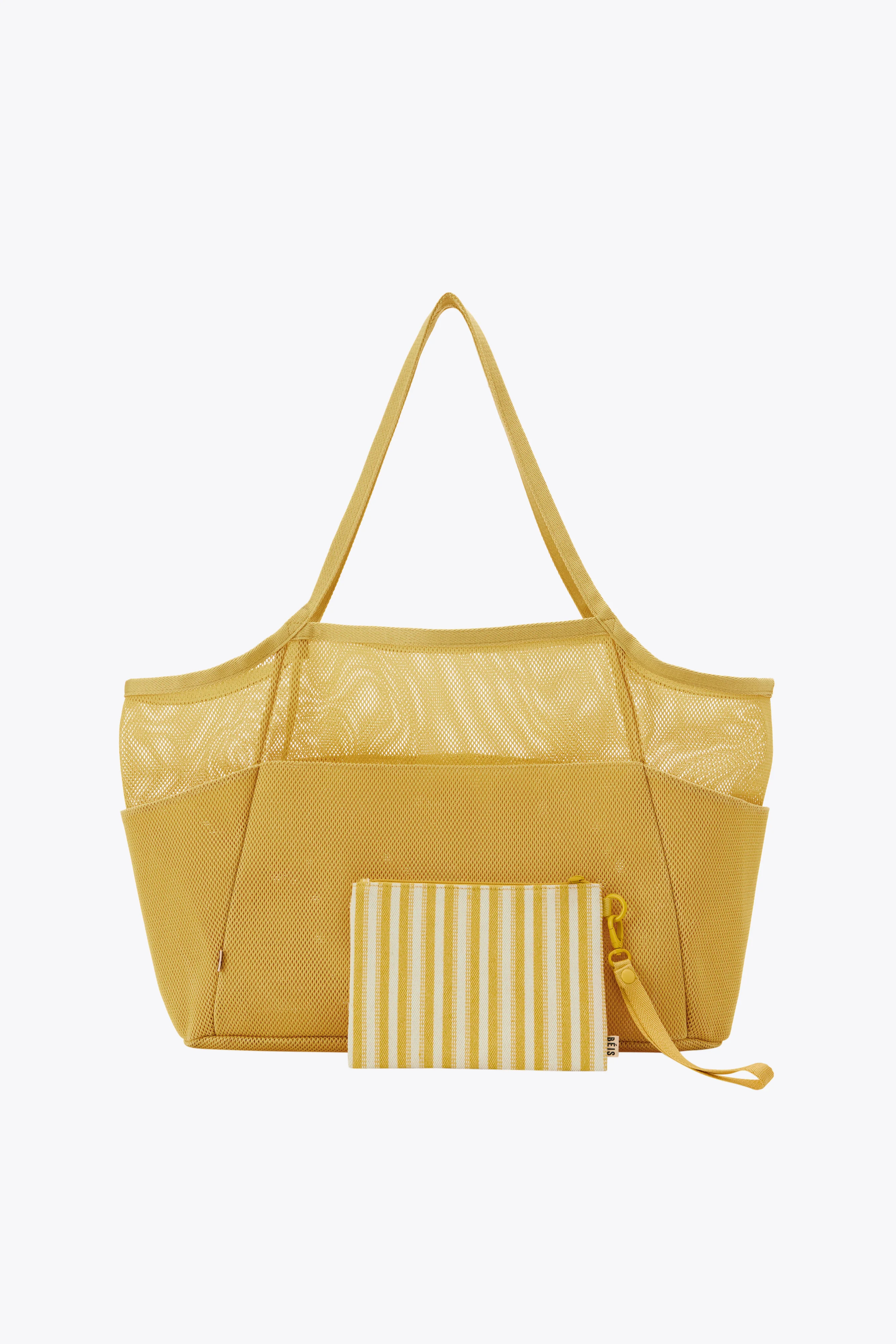 BÉIS 'The Mesh Beach Tote' in Honey - Mesh Beach Bag & Beach Tote Bag in Yellow | BÉIS Travel