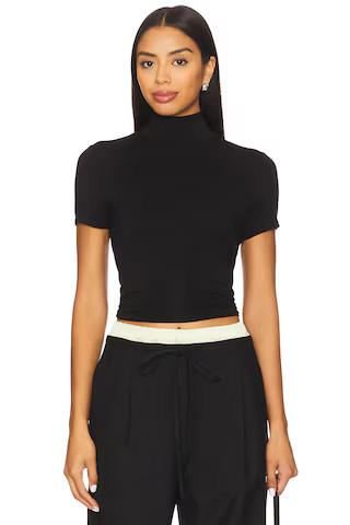 LNA Demi Fitted Mock Neck Top in Black from Revolve.com | Revolve Clothing (Global)