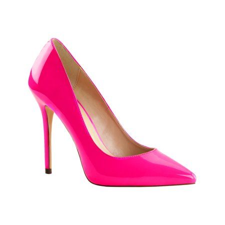 Womens Pointed Toe Shoes Neon Fuchsia Pumps Blacklight Reactive 5 Inch Heels | Walmart (US)