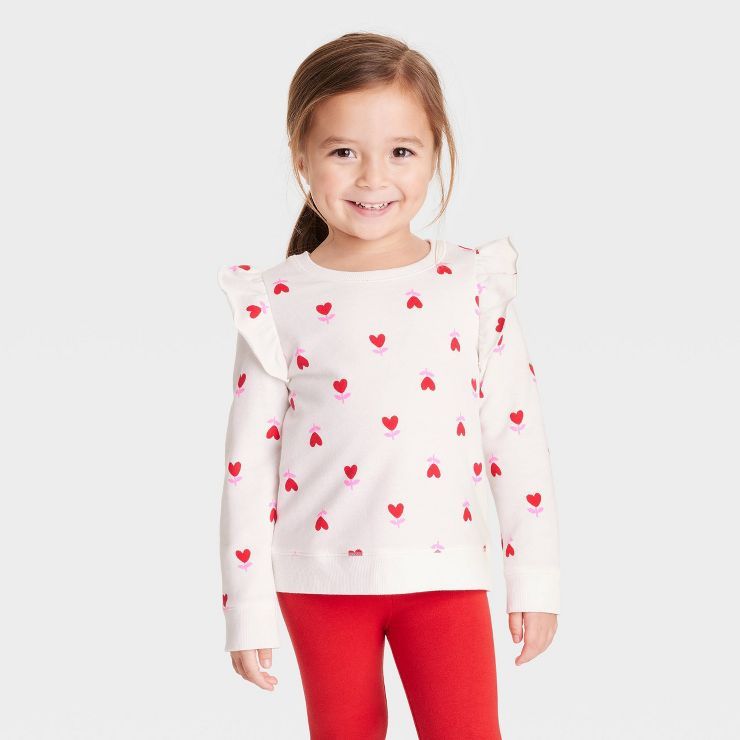 Toddler Girls' Heart Pullover - Cat & Jack™ Cream | Target