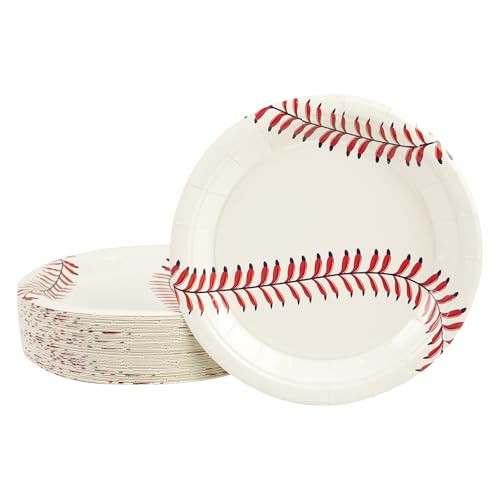 50PCS Baseball Party Paper Plates - 7Inch Round Dessert Plates for Cake, Salad, Fruit Pizza - Disposable Baseball Themed Decoration Supplies for Sports Event, Birthday Party | Amazon (US)