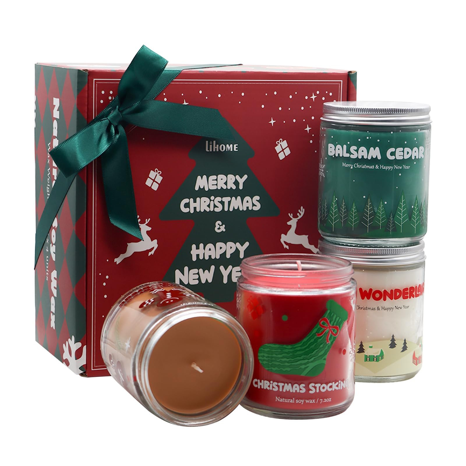 Christmas Candles - Christmas Gifts for Women & Men, 4 Pack Natural Soy Wax with Holiday Scents, ... | Amazon (US)