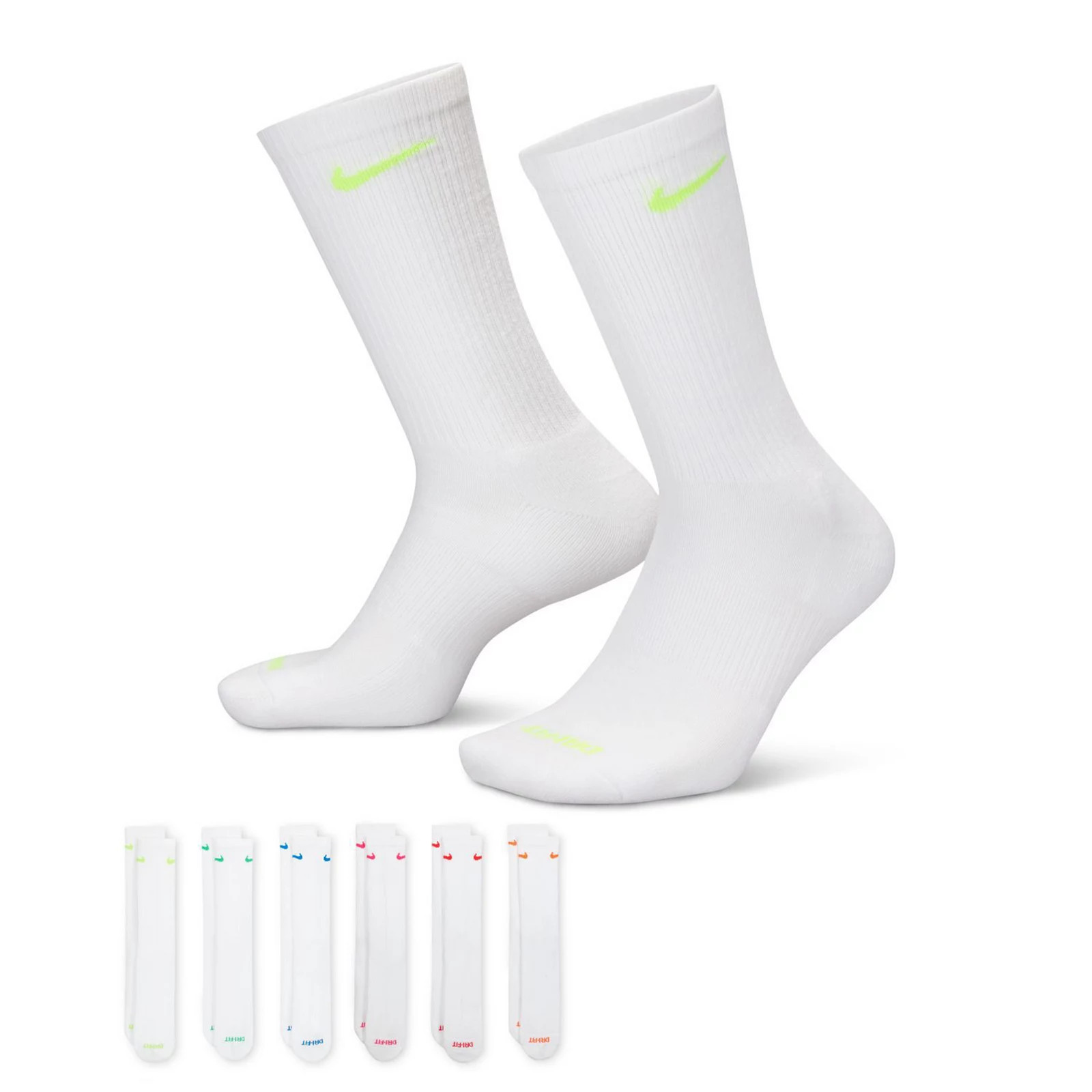 Men's Nike 6-pack Everyday Plus Cushion Crew Training Socks, Size: 8-12, White Team | Kohl's