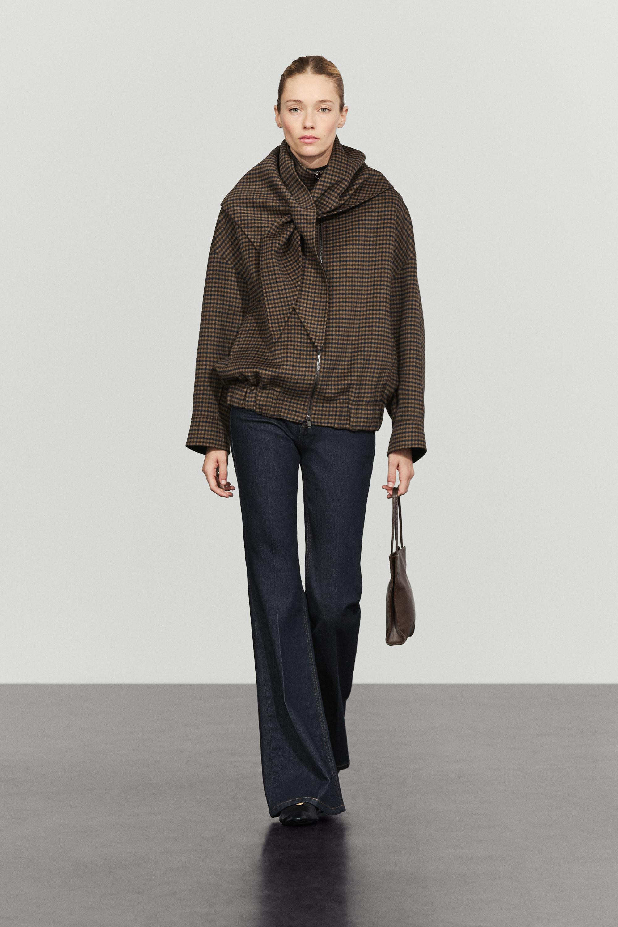 Veste bomber vichy avec foulard | Massimo Dutti FR