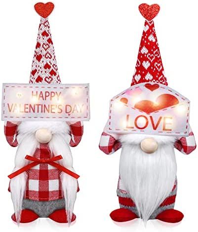 Valentine's Day Gnome Decorations - Mr and Mrs Gnomes with LED Light (3 Flashing Modes ) for Vale... | Amazon (US)