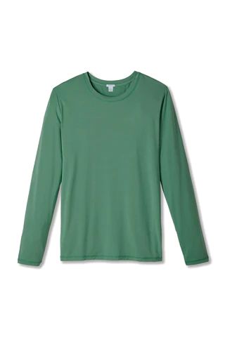 Men's Long Sleeve Pima Tee in Classic Green | LAKE Pajamas