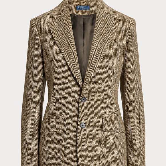Polo Ralph Lauren Single breasted herringbone blazer 8 brown cream herringbone | Poshmark