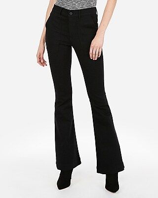 high waisted black bell flare jeans | Express