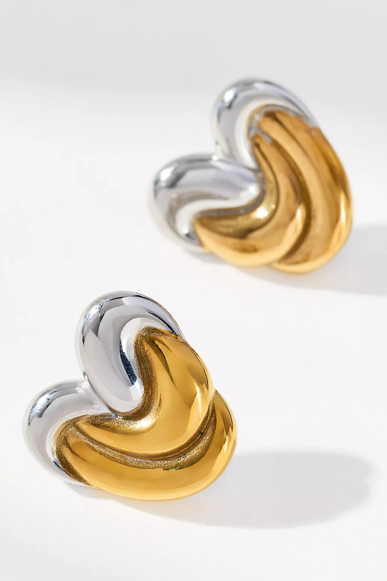 Mixed Metal Mod Heart Post Earrings | Anthropologie (US)