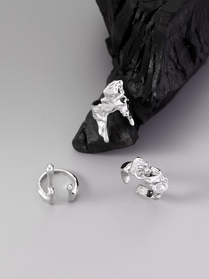 Modischer und beliebter 3 Stücke strukturierter Herrenring im Punk-Hip-Pop-Stil aus Legierungsma... | SHEIN