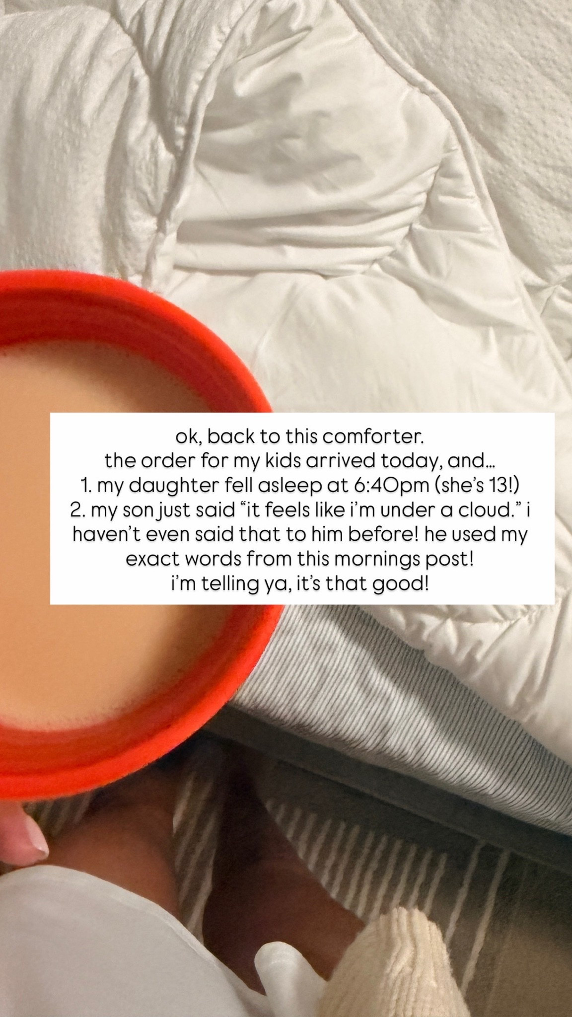 my comforter was gifted, but i’ve since bought two more for my kids. they arrived today and this happened!! 

comes in a ton of colors. lightweight. soft. snug. feels like sleeping under a cloud!

#LTKHome #LTKOver40 #LTKstorytime