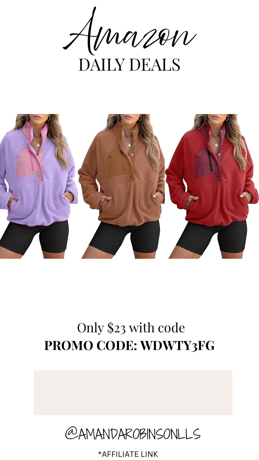 Amazon daily deals
Women’s Sherpa pullover

#LTKSaleAlert