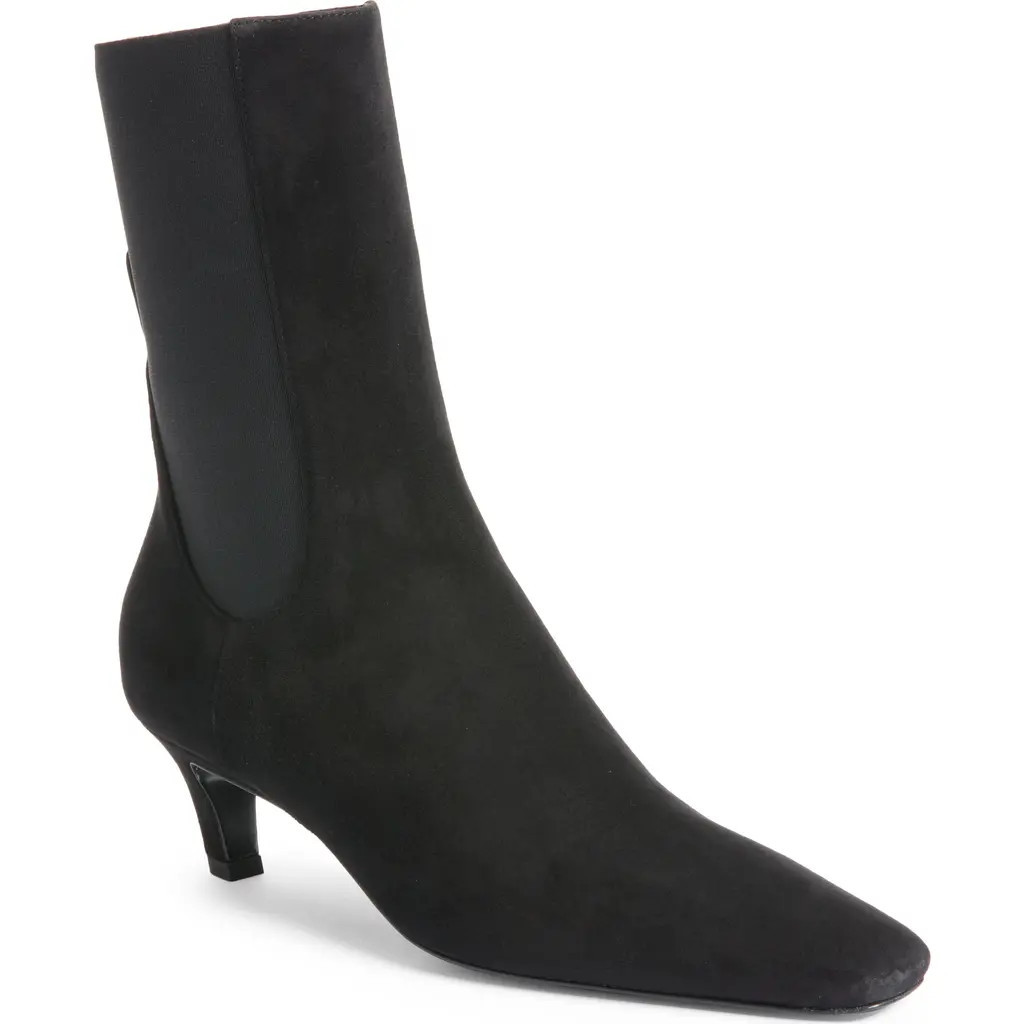 TOTEME The Mid Heel Bootie in Black Suede at Nordstrom, Size 11Us | Nordstrom