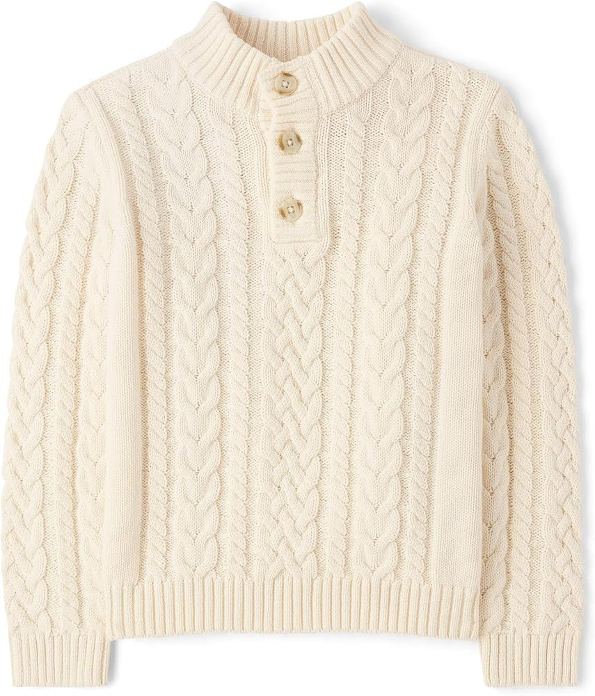 Gymboree Boys' and Toddler Quarter Button Cable Knit Pullover Sweater | Amazon (US)