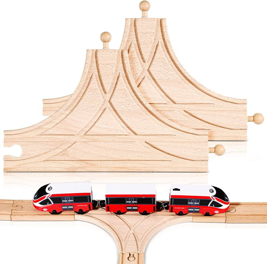 2 Pcs Wooden T Track for Toy Train Multi Way Switch Track, Track Expansion Wood Track Accessories... | Amazon (US)