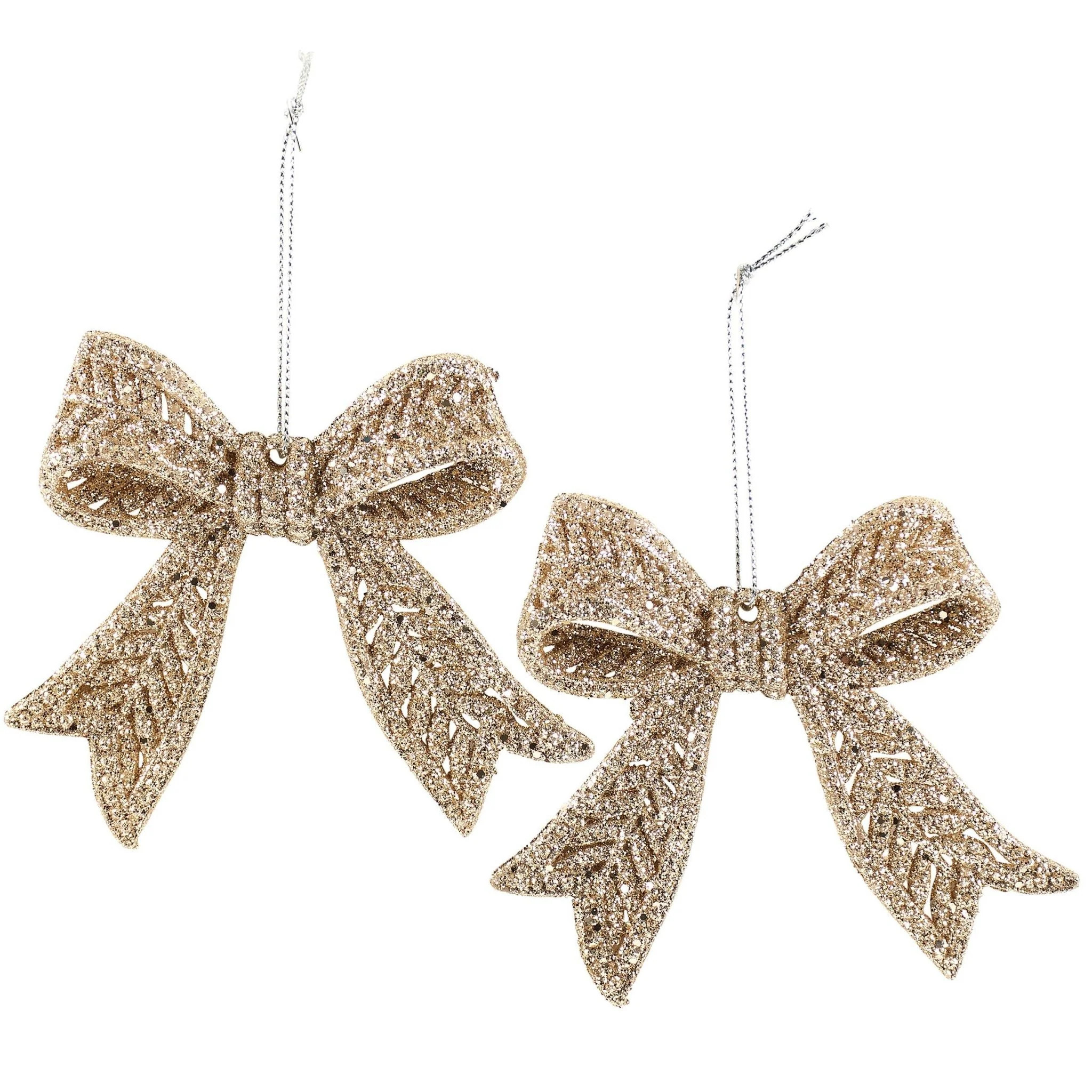 CHAMPAGNE GLITTER ORNAMENT SET OF 2 | The Crowded Table Co. 