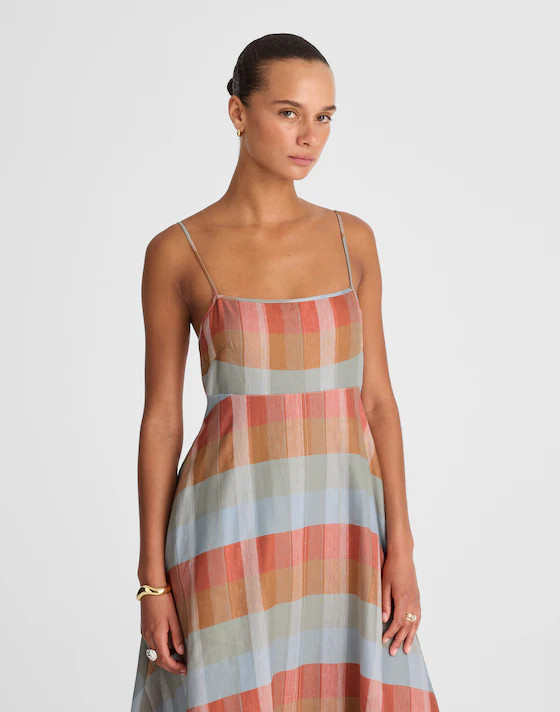 Empire-Waist Midi Dress in Plaid | Madewell | Madewell