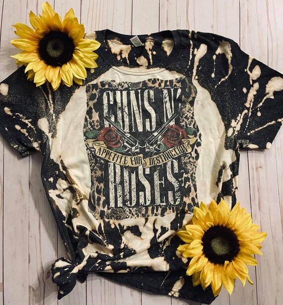 Womens custom hand bleached band shirt guns and roses | Etsy | Etsy (US)