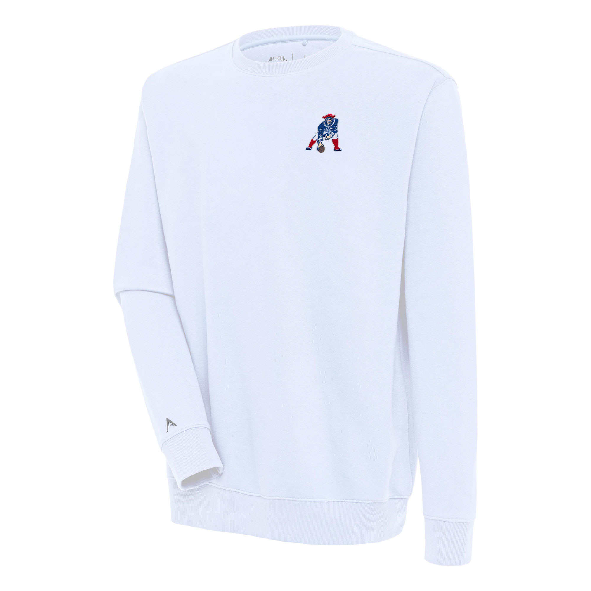 Men's Antigua White New England Patriots Throwback Logo Victory Pullover Sweatshirt | Fanatics