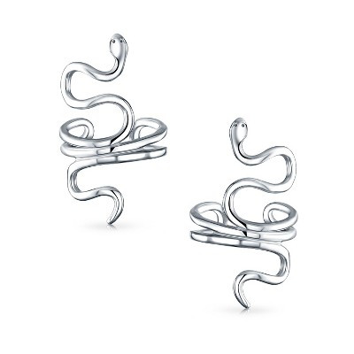 Bling Jewelry Reptile Snake Ear Cuff Cartilage Earrings .925 Sterling Silver Color - Grey | Target