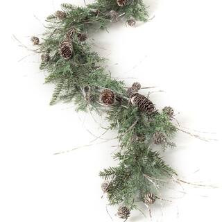 SULLIVANS 6 ft. Multicolor Cedar and Pine Unlit Artificial Christmas Garland GD1397 - The Home De... | The Home Depot
