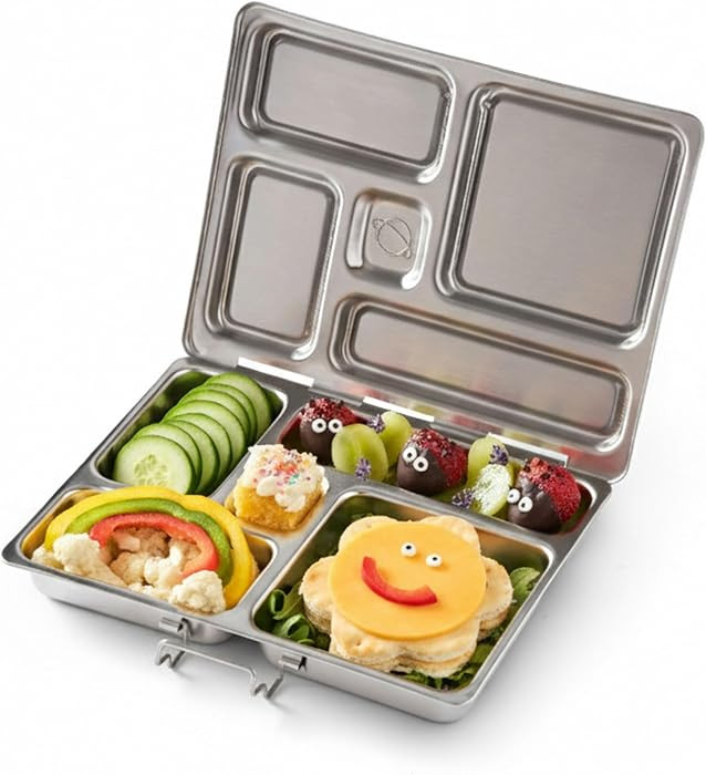 PlanetBox Rover Stainless Steel Bento Box Style Lunch Box for Kids with 5 Compartments \u2013 Dur... | Amazon (US)
