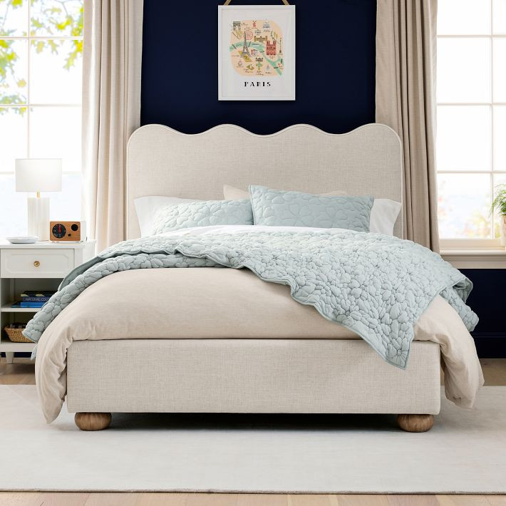 Millie Wavy Upholstered Classic Bed | Pottery Barn Teen