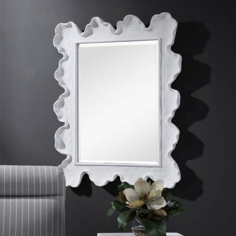 Sea Coral Matte White 27 1/4" x 34 1/4" Vanity Wall Mirror | Lamps Plus