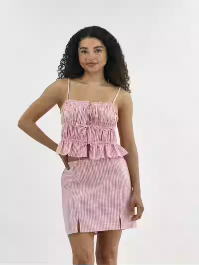 No Boundaries Tie Front Top and Slit Mini Skirt Set, 2-Piece, Women's | Walmart (US)