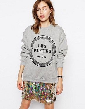 ASOS Boyfriend Sweatshirt with Les Fleurs Print | Asos AU