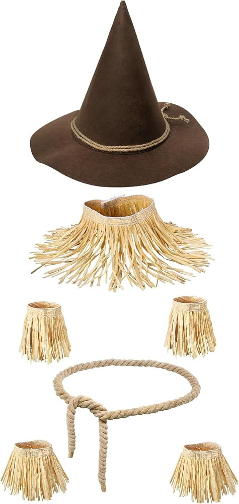 HEYFIZZ Scarecrow Costume Women Men Adult,Scarecrow Hat with Raffia Straw | Amazon (US)