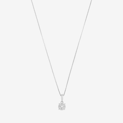 Diamond Blossom Womens 1/4 CT. T.W. Mined White Diamond 10K White Gold Round Pendant Necklace | JCPenney