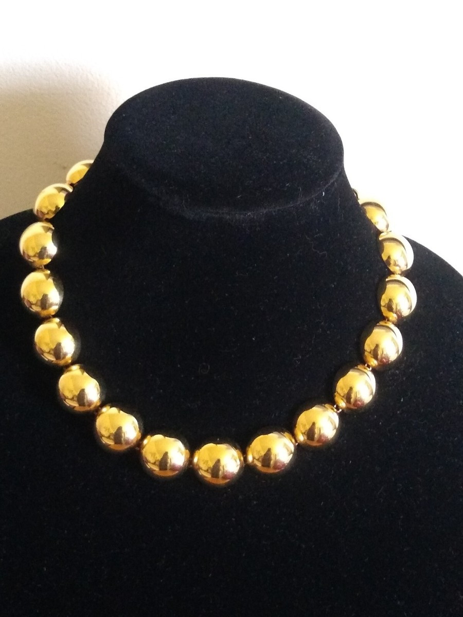 Vintage Monet Collar Necklace Domed Flat Back Gold Tone Half Round Links 18" | eBay | eBay US