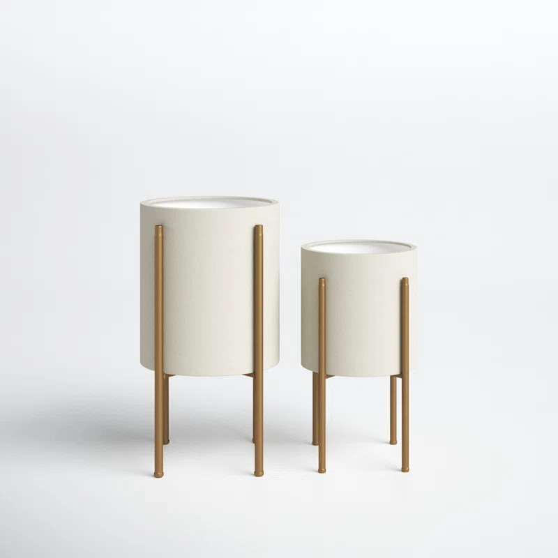 Nabila Round Metal Mid Century Indoor Pot Planter Set | Wayfair North America